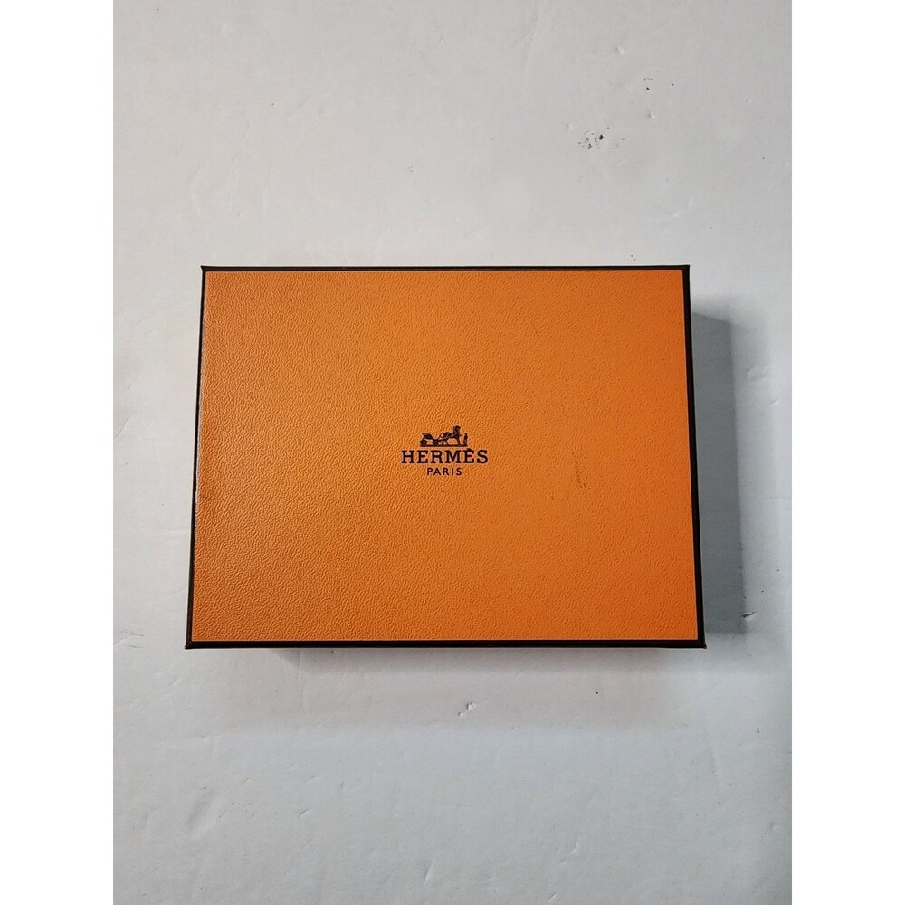 Hermes Gift Box 6” x 4” x 1” Orange Box Black Trim Empty